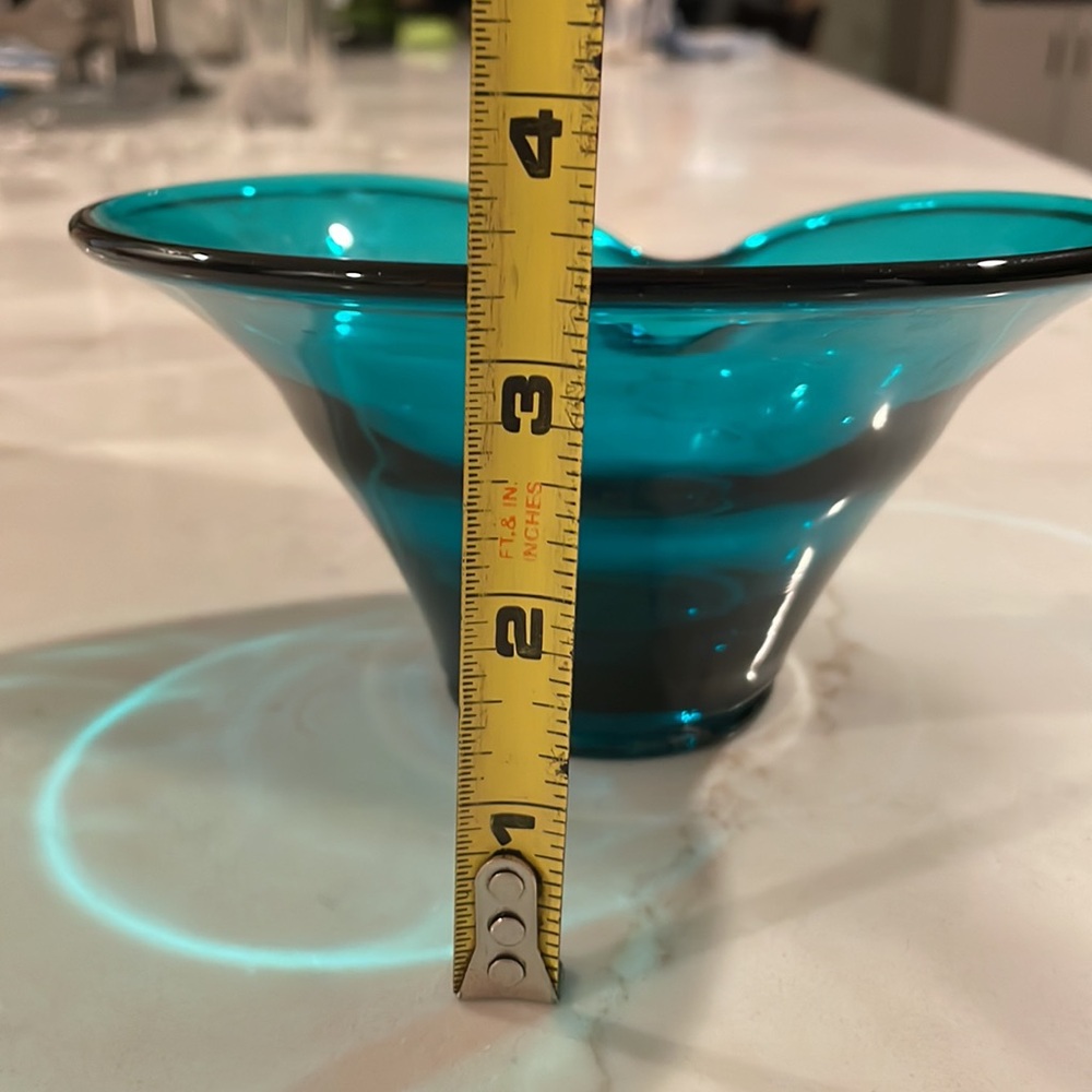 Vintage turquoise bowl art glass - Picture 9 of 12
